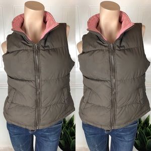 Brown Quilted Vest w Pink accents Size S-M